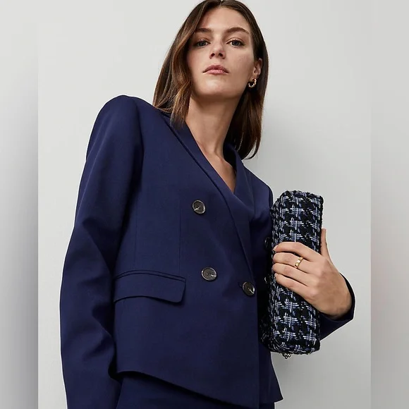 Ann Taylor The Petite Shorter Tailored Double Breasted Blazer Size 0P New - Picture 3 of 8